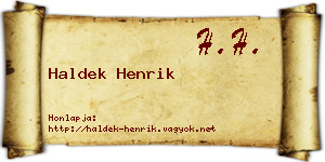Haldek Henrik névjegykártya